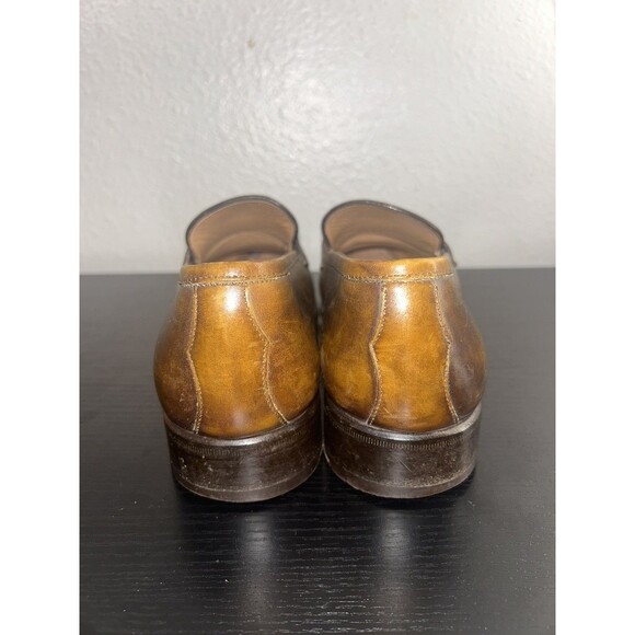 Di Bianco Scarpe Hand Burnished Antique Brown Venetian Men\'s Loafer Italy 10.5